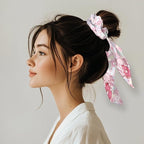 Pack Of 2 Axolotl Elastic Ribbon Hair Ties Floral Strawberry Long Ponytail Scrunchies for Curly Hair Stylish Scarf Scrunchy Womens No Damage Knotted Bow