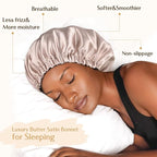 YANIBEST Adjustable Satin Bonnet Double Layer Hair Bonnet for Sleeping Bonnets for Women Hats Curly Natural Hair, Champagne