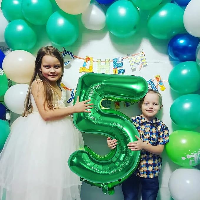 TONIFUL 40 Inch Dark Green Number 5 Balloons Large Foil 5th Birthday Decor | - Image 4