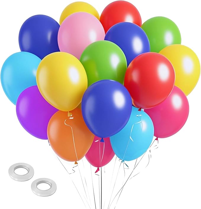 Rainbow Balloons 160 Pack 5 inch Round Bright Latex Balloons Assorted Colors by BOMSI
