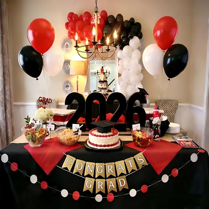 Red and Black Latex Balloons, Casino Party, Race Car Party, Graduation - Image 2
