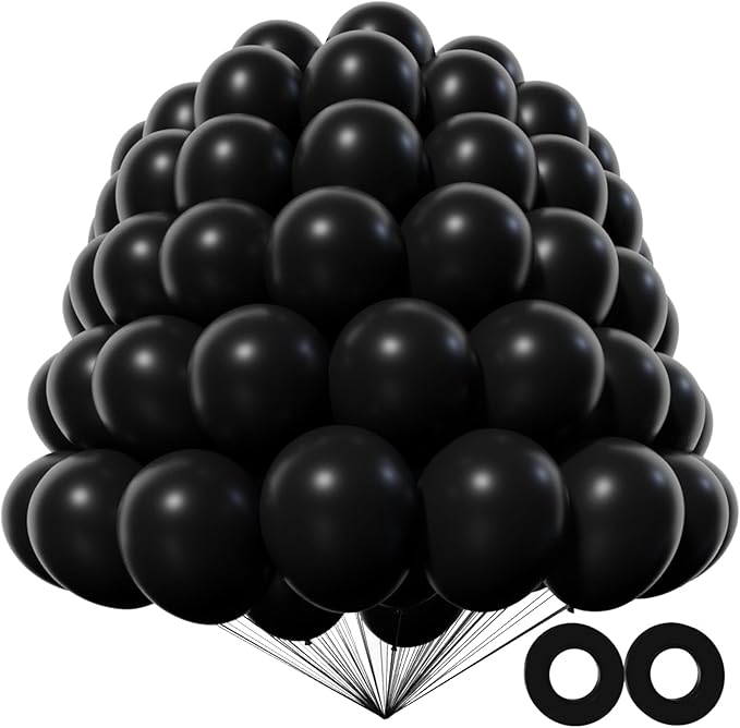 200pcs Black Balloons 5 Inch, Small Mini Latex Balloons by Kawkalsh