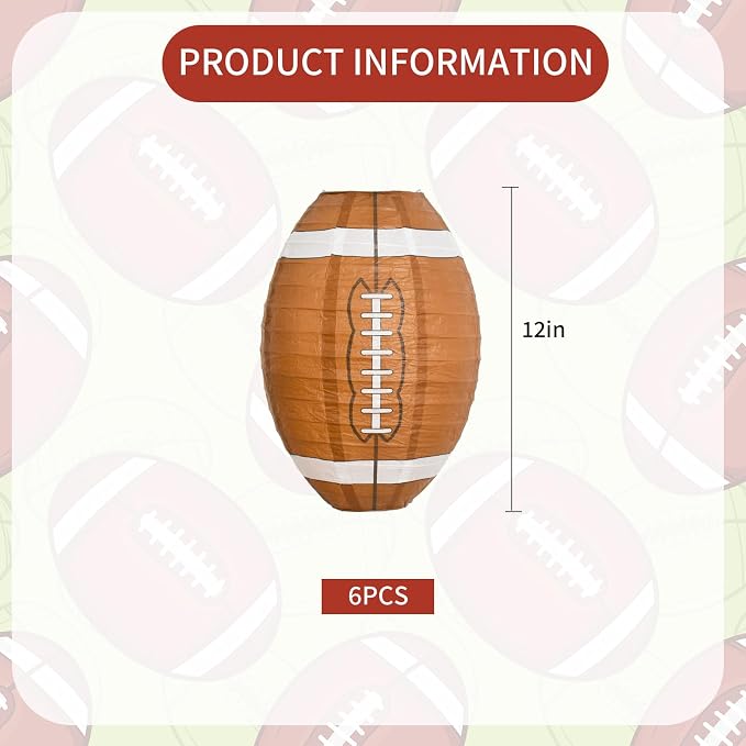 BEISHIDA 12 Inch Football Paper Lanterns 6 Packs Hanging Round Chinese Lantern - Image 2