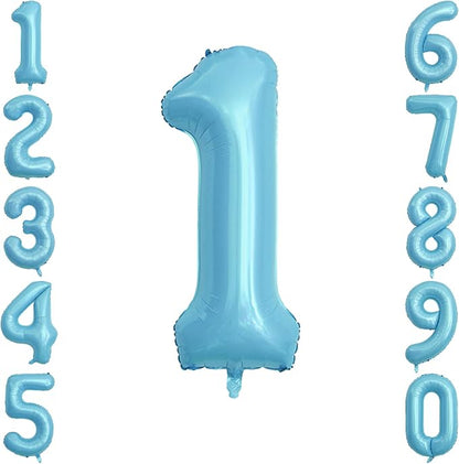 Pearlescent Blue Number 1 Balloon 40 Inch, Shiny Foil by Unknown