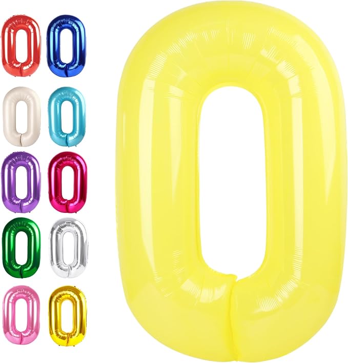 Yellow Number 0 Balloon 40 inch, Balloon numbers party supplies, deco photo by Upgesy