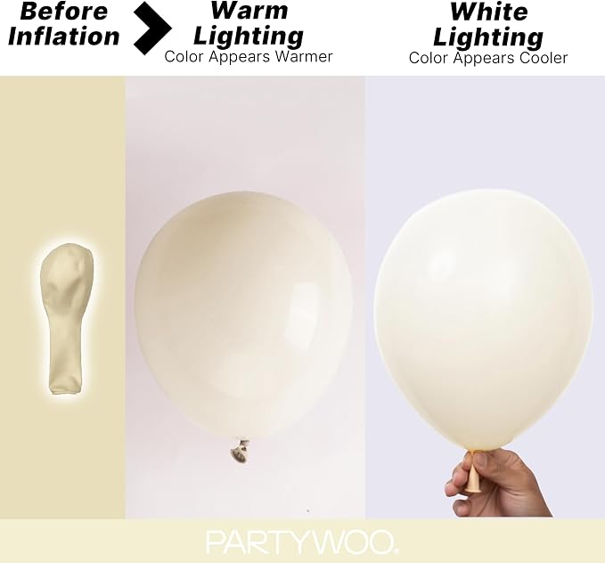 PartyWoo Beige Balloons 152pcs Cream Ivory Color 18 12 10 5 Inch | Balloons - Image 3