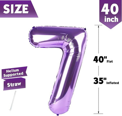 40 Inch Purple Number 7 Balloon Birthday Party Decorations - Image 5
