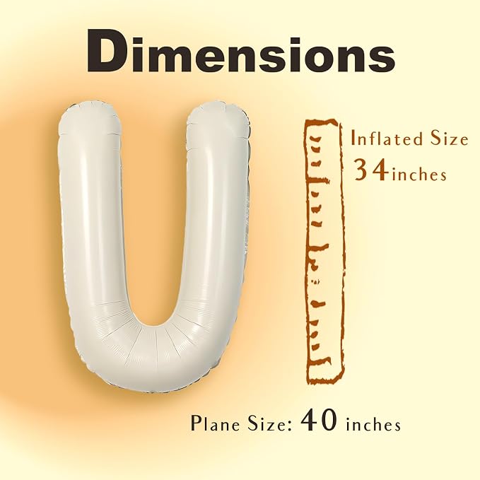 SUWEN 40 Inch Cream Large U Letter Balloons Big Foil Helium A-Z | Jumbo Mylar - Image 6