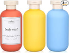 ASEVAT 6.7oz Refillable Plastic Travel Shampoo Bottles, Empty Travel Shampoo and Conditioner Bottles Reusable, Leak Proof Travel Size Shampoo Bottle, Hand Soap Dispenser for Vacation, Gym, Home