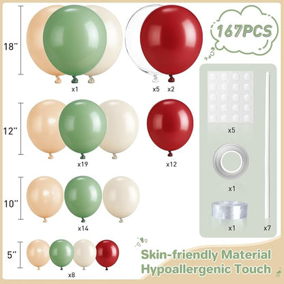 Red Green Nude White Balloon Garland Arch Kit - Image 2