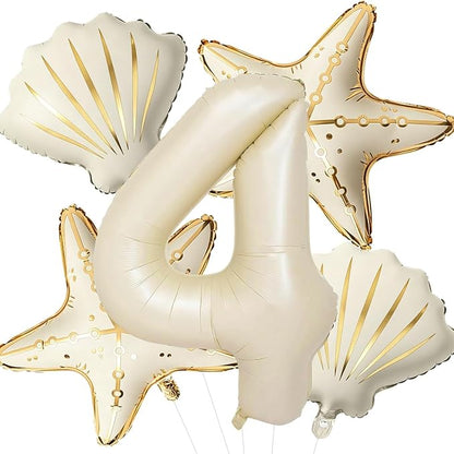 5 Pcs Starfish Seashell Balloons Set Under the Sea Party Decorations | 40 Inch by Unknown