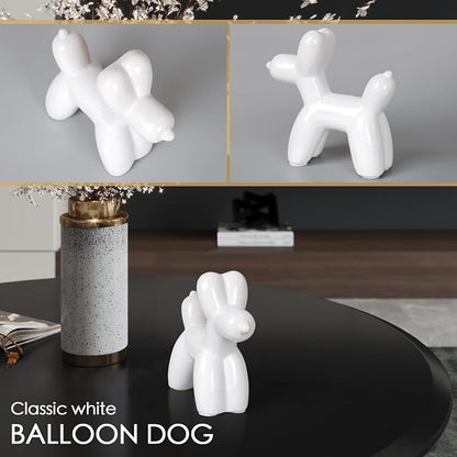 Notakia Large White Cute Ceramics Balloon Dog Statue Crafts Living Room Desktop - Image 8