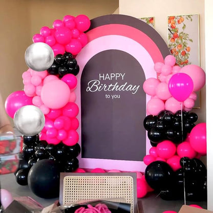 Black Red Pink Silver Balloon Garland Arch Kit - Image 6