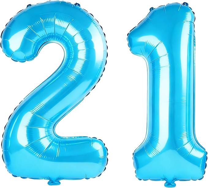 40 Inch Number 21 Balloons for 21st Birthday Party Decorations, 0-100 Jewelry by FOBELEC