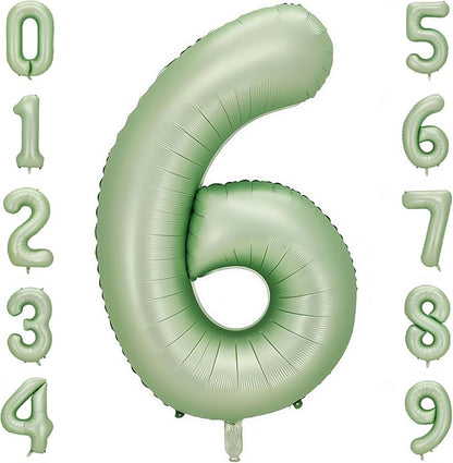 Sage Green 6 Number Balloon, Olive Green 6 Balloons 40 Inch Large Helium Foil by BBPOOL