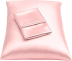 BLISSFORD Pink Satin Pillowcase with Zipper, for Hair and Skin Care, Feels Soft and Cool Like a Silk Pillowcase, Satin Pillow Cases 2 Pack, Slik Pillow Cover, Queen Size - Set of 2