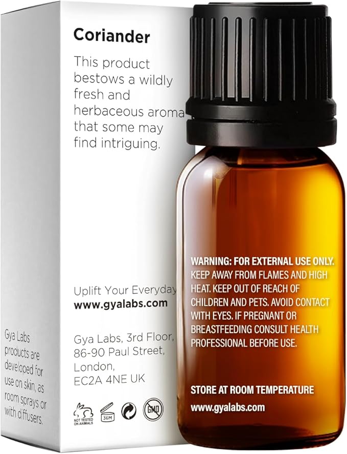Gya Labs Coriander Essential Oil - 0.34 Fl Oz - for Hair, Skin, Diffuser, Aromatherapy & DIY Candle Making Scent