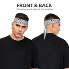 Men's Women Novelty Sports Sweat Bands Hair Decor for Sports Workout Spa, Long Boho Style Gothic Trippy Moon Skull Dark Black Cat Witch Magic Spirit Board Head Band Headdress