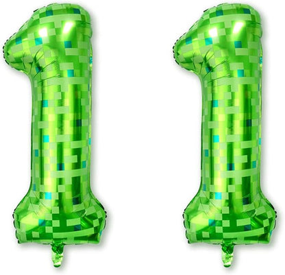 40 Inch Lime Green Pixel Number 11 Balloon, Gamer Video Game Birthday Decor | by Unknown