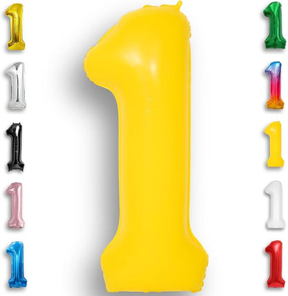 Yellow Number Balloon 1 Mylar Foil Macaron Balloons 40 inch by Unknown