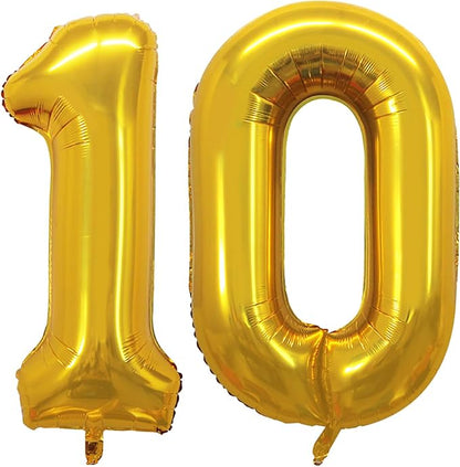 Number 10 Balloons for 10th Birthday Party Decorations, 42 Inch Jumbo Foil by GOER