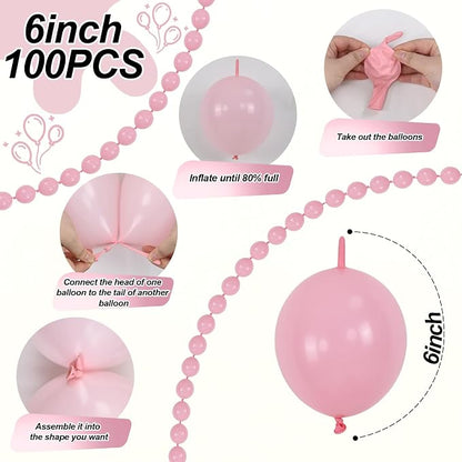 Pastel Pink Linking Balloons, Quick Linked Balloon - Image 2