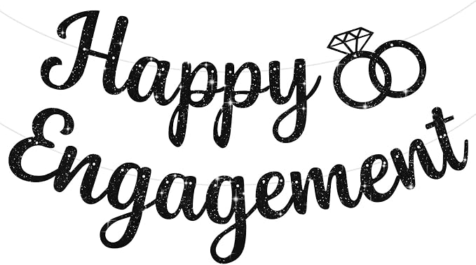 BEISHIDA Glitter Happy Engagement Banner-No DIY, Engagement Party Decorations by Beishida