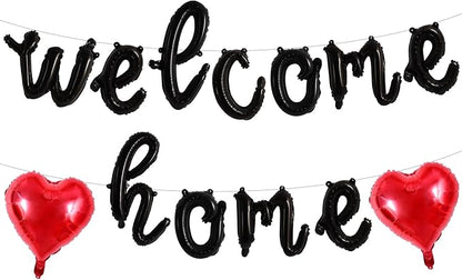 TONIFUL 16 Inch Black Cursive WELCOME HOME Foil Letter Balloon Banner Decor | by TONIFUL