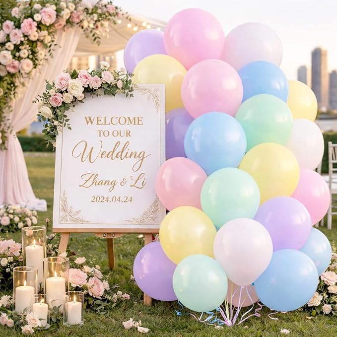 Pastel Rainbow Balloons Garland Kit, 12 Inch Macaron Latex Balloons - Image 4