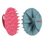 Scalp Massager Shampoo Brush, Wet & Dry Manual Scalp Care Head Scrubber Hair Washing, Soft Silicone Bristles, for Hair Growth, Dandruff Removal, Comfortable for All Hair Types (Dark Green+Pink)