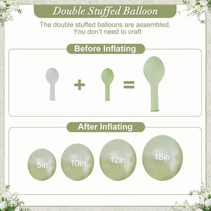 Sage Green Balloon Arch Kit for Bridal Shower Baby Shower Decorations | 108Pcs - Image 6