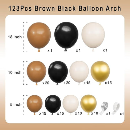 Brown Black Balloons Arch Garland Kit-123Pcs Metallic Gold Balloon Sand White - Image 2