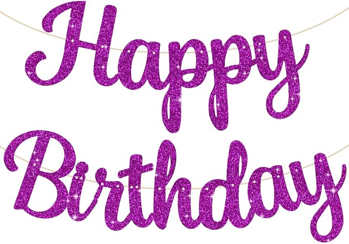 BEISHIDA Glitter Purple Happy Birthday Banner Party Decoration NO DIY, 10Ft | by Beishida
