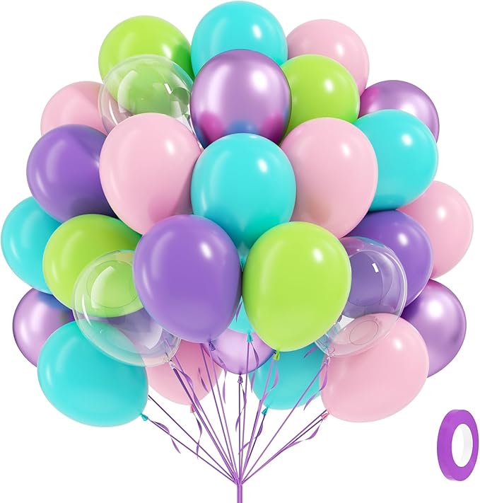 60pcs 12inch Blue and Green Balloons by Leraqertra