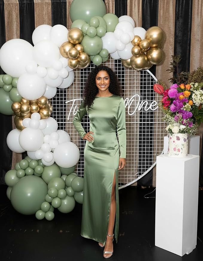 Sage Green White Gold Garland Arch Kit 173Pcs Latex Balloons - Image 7