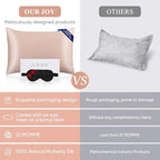 100% Mulberry Silk Pillowcase 22 Momme (SGS Certified) with Free Silk Eye Mask - Luxury Gift-Ready Folded Packaging, Cooling Pillow Cover for Hair & Skin Care (Rose Gold, Standard (1 Pack))