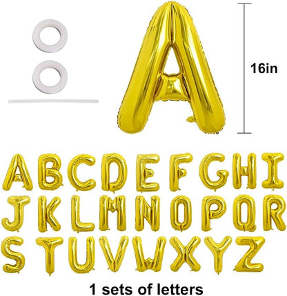 TONIFUL Gold Letter Balloons 1 Set 16 Inch A-Z Custom Alphabet Banner | 26 Pcs - Image 2
