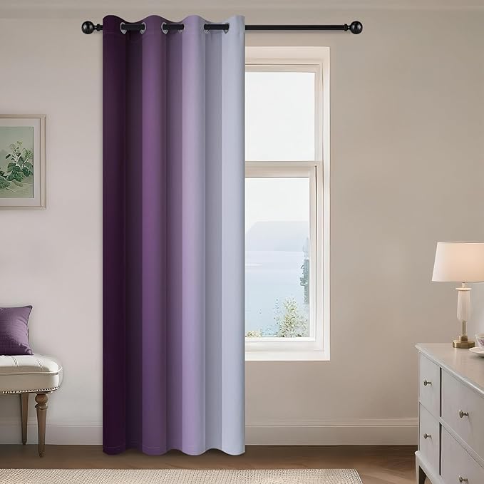 Yakamok Greyish White to Purple Ombre Curtain - Image 8