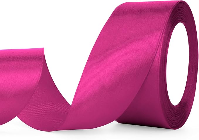 Hot Pink Ribbon Dark Pink Satin Ribbon 1 1/2 Inch Pink Ribbons by OALCQ