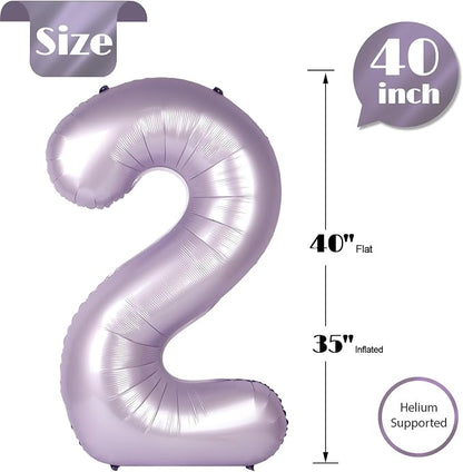 CreamPurple Number 2 Balloon 40 Inch, 2nd Birthday Decorations Men Women | Foil - Image 5