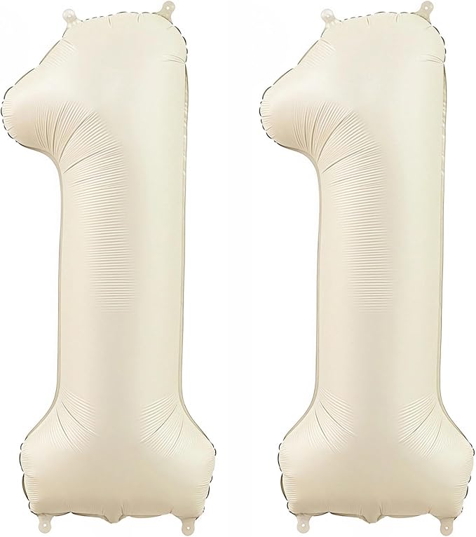 Cream 11 Balloon Number 40 Inch Cream Number 11 Balloon Helium Mylar Balloons by BBPOOL