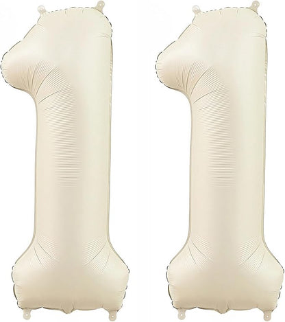 Cream 11 Balloon Number 40 Inch Cream Number 11 Balloon Helium Mylar Balloons by BBPOOL
