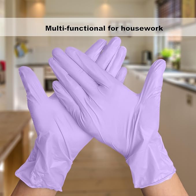 Disposable Gloves Small, Nitrile and Vinyl Blend Material Gloves, Latex Free 4 Mil 200 Pc Food Grade Glove for Cleaning, Food Prep, Hair Dye, Tattoo, Purple