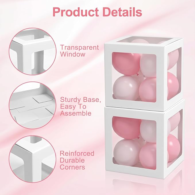 8 Pcs Clear Balloon Boxes for Party Decorations, Transparent Balloon Boxes - Image 3