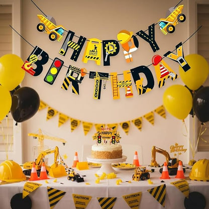 Happy Birthday Banner Construction Party Decorations, Vehicle Truck Birthday - Image 4