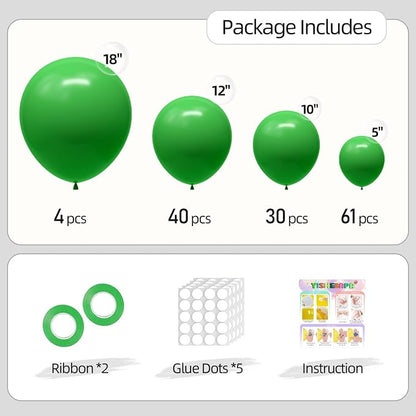 135pcs Green Balloons Different Sizes 18" 12" 10" 5" Latex Balloon Garland Arch - Image 2