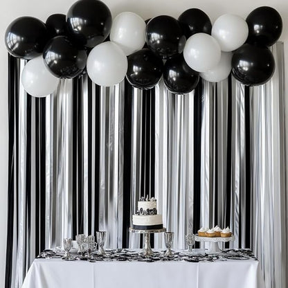 6 Silver Black Crepe Paper Streamers, 492ft Pack of Party Decorations | Each - Image 2