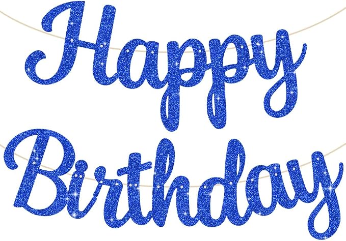 BEISHIDA Glitter Blue Happy Birthday Banner Party Decoration NO DIY, 10Feet | by Beishida