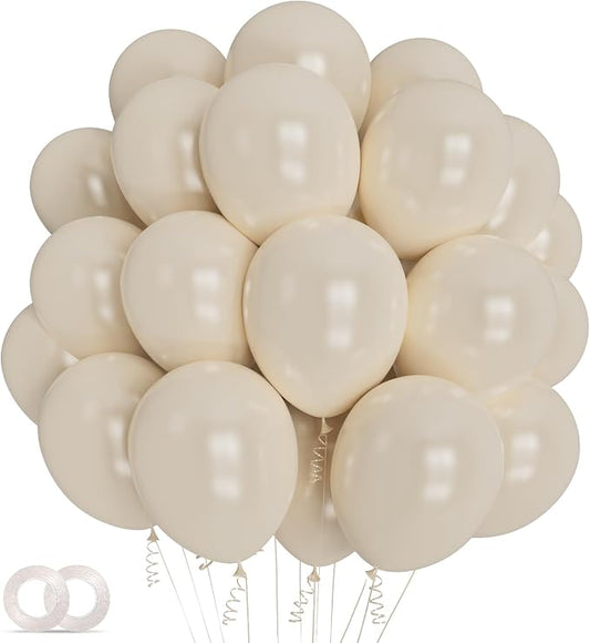 Sand White Latex Balloons 12 Inch 100 Pack Matte Latex Balloons by ASIYUHY