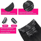 Yaki Straight Clip in Hair Extensions Real Human Hair 8Pcs Remy Human hair Clip ins for Women, Natural Soft Human Hair 120g 30inch #1B Natural Black